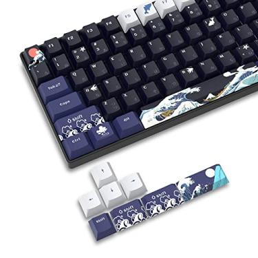 Imagem de Teclas XVX PBT – 132 teclas, conjunto de teclado japonês Kanagawa Great Wave Off, 5 teclas personalizadas, perfil cereja para interruptores Cherry/Gateron MX