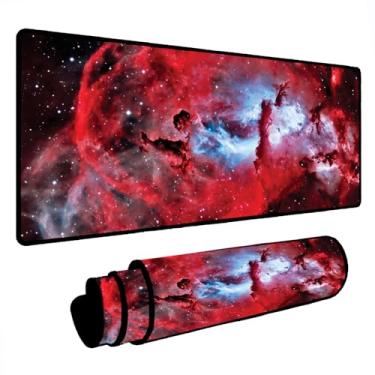 Imagem de Novo Mouse Pad Gamer Deskpad Speed Extra Grande Borda Costurada Profissional Varios Tamanhos - Nebulosa Vermelho (120x60)