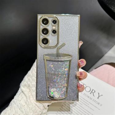 Imagem de Capa gradiente glitter 3D Cup areia movediça para Samsung S24 Ultra S23 S22 Ultra Bling Case para Galaxy S24 TPU macio capa de luxo fina, Sliver SF, para Samsung S22