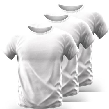 Imagem de Kit 3 Camiseta Slim Fit Manga Curta Proteção Solar Uv50 Ice Tecido Gelado Branco-Masculino