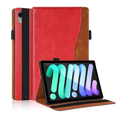 Imagem de TIPOYOROO Capa para iPad Mini 7 (A17 Pro) 2024 / iPad Mini 6 2021, iPad Mini 6ª geração 21.1 cm, capa flip de couro PU empresarial multi-ângulo com suporte para lápis e compartimento para cartão -