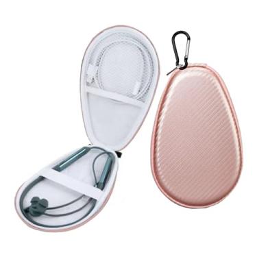 Imagem de Capa de fone de ouvido com faixa de pescoço para fones de ouvido sem fio Beats Flex, para fone de ouvido Bluetooth Tonemac N18, N8, fone de ouvido com microfone, bolsa de transporte (rosa)