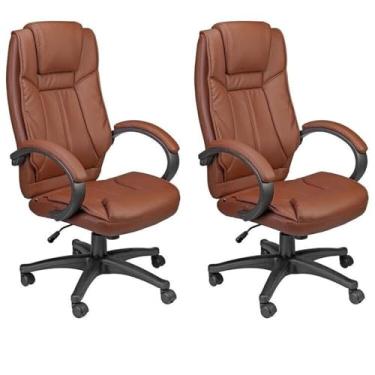 Imagem de Kit 2 Cadeira de Escritório Presidente Giratória Office Nova Córdoba Marrom