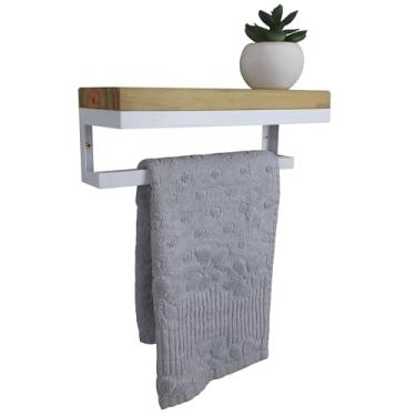 Imagem de Porta Toalhas Strassis Design SD-4006 Metal e Madeira Cor: Branco