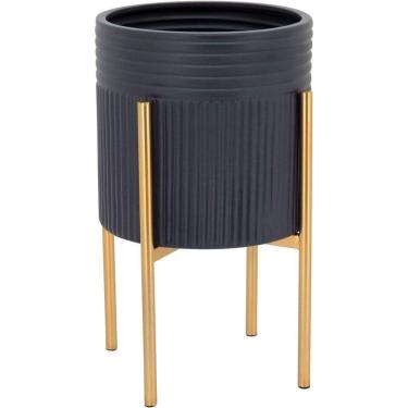 Imagem de Cachepô Vaso Decorativo Planta Metal 38x22x22cm Preto