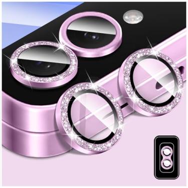 Imagem de Kucheed Protetor de lente de câmera Bling para Samsung Galaxy Z Flip 4, protetor de tela de vidro temperado, alinhamento automático de glitter, anéis de metal individuais, adesivos de filme
