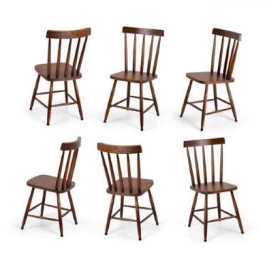 Imagem de Kit 6 Cadeiras Lisas Colonial Clássica Madeira Maciça Imbuia