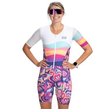 Imagem de Zoot Traje de corrida feminino LTD Tri Aero Fz, manga curta, aerodinâmico, ciclismo, corrida, natação, corrida, tripla, com bolsos, tecido FPS 50+, La Mer, M