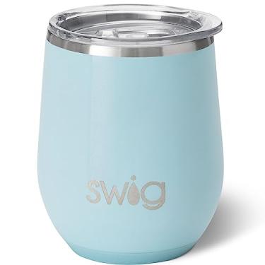 Imagem de Swig Life Copo de vinho de 355 ml com tampa, aço inoxidável, seguro para lava-louças, portátil, copo de vinho com isolamento triplo, água-marinha cintilante