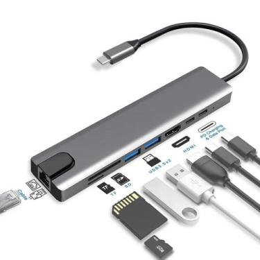 Imagem de Hub Adaptador Com 8 Saídas Em 1 Hdmi 4k Tipo-c 4k Ultra HD USB 3.1 - E
