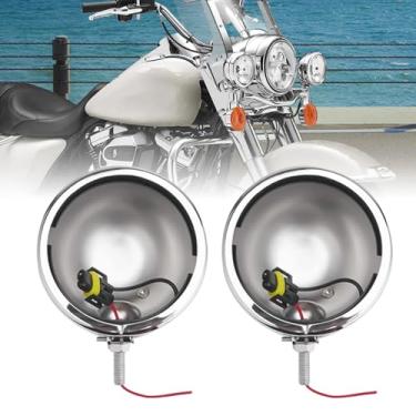 Imagem de SKTYANTS 4,5 polegadas, suporte de montagem, balde de anel para neblina, luz de passagem, motocicleta, Harley Touring Electra (cromado)