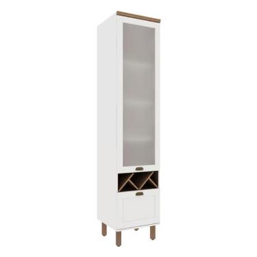 Imagem de Cristaleira Iluminata 100% Mdf 1 Porta de Vidro e Adega Branco - Genia