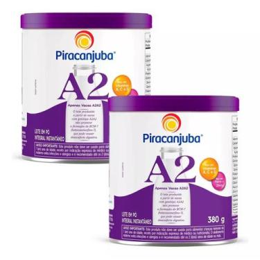 Imagem de Kit 2 Leite Em Po A2 Integral Instantâneo 380g Piracanjuba Lata
