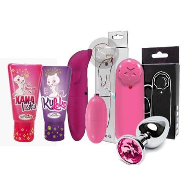 Imagem de Kit vibrador feminino golfinho + bullet + plug anal + dessensibilizant