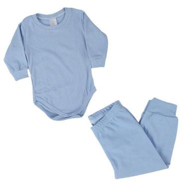 Imagem de Pijama Bebê Azul&Rosa Canelado Longo Body Azul - 0084, M