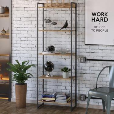 Imagem de Estante para Livros Dynamica 5 Prateleiras Carvalho/Preto 11064 - Comp