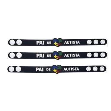 Imagem de kit 3 Pulseiras infantis emborrachada com regulagem autismo pai mãe de