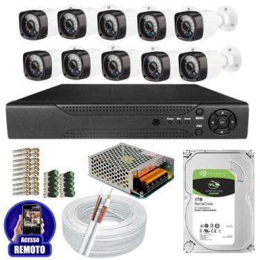 Imagem de Kit Cftv 10 Câmeras Segurança Infravermelho 20 Metros Dvr Multi Hd 16c