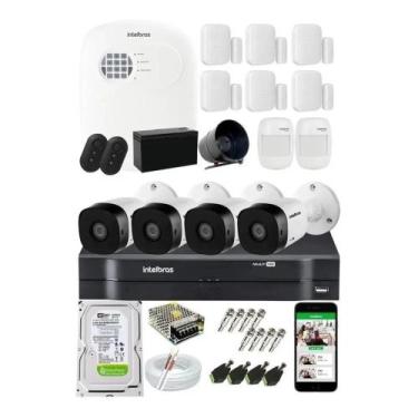 Imagem de Kit Alarme Residencial s/ Fio E Kit Cftv 4 Câmeras Intelbras 20m compl
