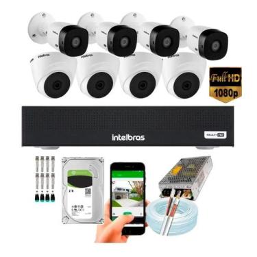 Imagem de Kit 8 Câmeras Intelbras Full Hd 1220 Dvr 8 Canais Com Hd 1tb
