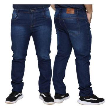 Imagem de Kit 2 Calças Jeans Lycra Masculina Plus Size Slim 100% Algodão Premium