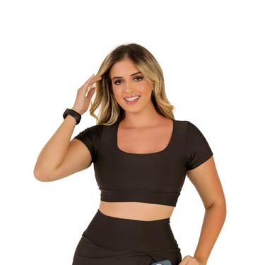 Imagem de Top Cropped Fitness Feminino  Academia Treino Corrida Musculação Ginás