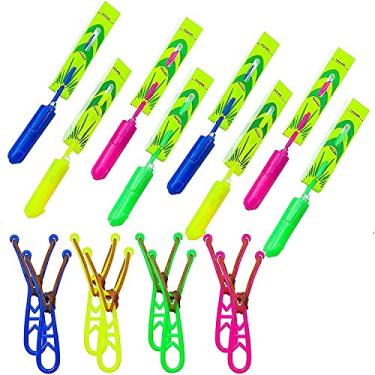 Imagem de Rocket Copter s Helicópteros com luzes LED Slingshot, 6 helicópteros e 3 lançadores – como visto na TV para crianças unissex