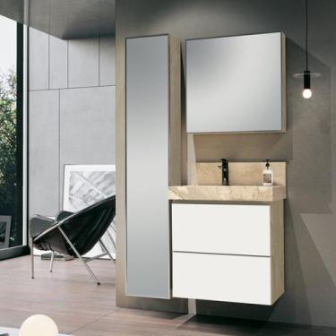 Imagem de Conjunto para Banheiro com Espelheira, Gabinete, Lavatório com Cuba Es