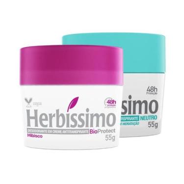 Imagem de Kit Desodorante Creme Antitranspirante Hibisco e Neutro Herbíssimo 55G