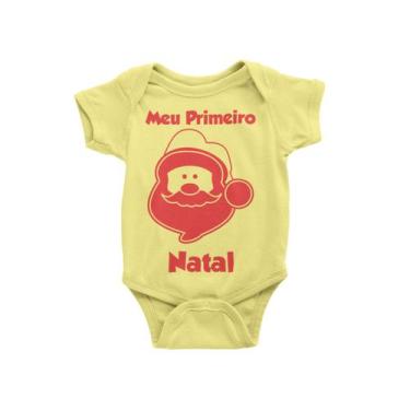 Imagem de Body Infantil Bebe Meu Primeiro Natal Feliz Natal Amarelo Bebê - Del F