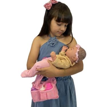 Imagem de Brinquedo Infantil Boneca Reborn Menina e Bolsa C/ Acessório - Milk Br