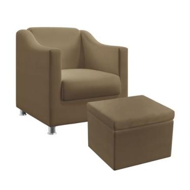 Imagem de Poltrona Almofadada Alya com Puff Quasar Sued Capuccino Aradecor, Capu