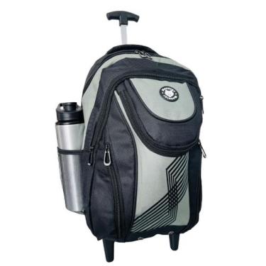 Imagem de Mochila Mala De Rodinhas Masculina Escolar Espaçosa Cinza - Bezzter