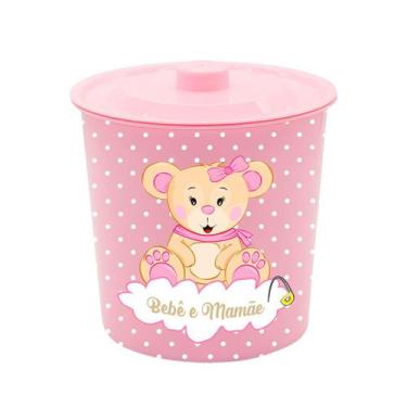 Imagem de Lixeira Com Tampa Rosa Bebê E Mamãe 3 Litros Pequena Banheiro - Monte 