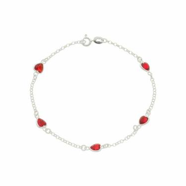 Imagem de Pulseira Feminina Choker Prata 925 Vermelho Coração Zircônia - DR Joia