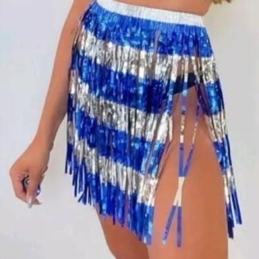 Imagem de Saia Fitilho Metalizada Carnaval Festa Fantasia - Mix de Produtos, Azu