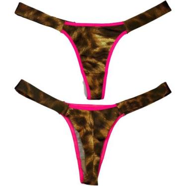 Imagem de Calcinha Fio Duplo Animal Print Neon Luxo Sensual Pink - Patricia Celi