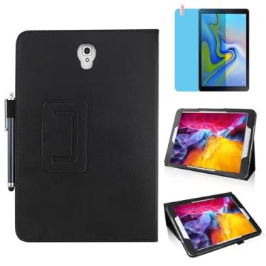 Imagem de MEIYOUQI Capa de Couro Fina para Samsung Galaxy Tab A 10.5 Polegadas 2018 (SM-T590, SM-T595, SM-T597), Suporte Multiângulo, Capa Protetora Completa com Caneta Stylus, Filme de Tela (Preto)