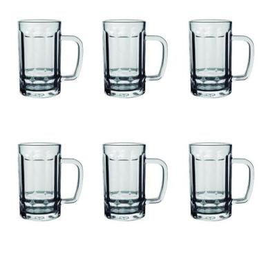 Imagem de Kit 6 Canecas D/Chopp Cerveja 390ml Vidro Resistente Premium - Monalis