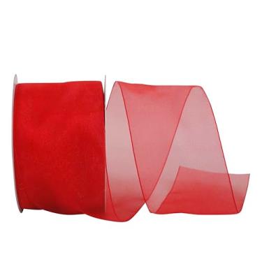 Imagem de Reliant Ribbon 25621-065-40K Chiffon Fita monofrequente, 6,35 cm x 50 jardas, vermelha