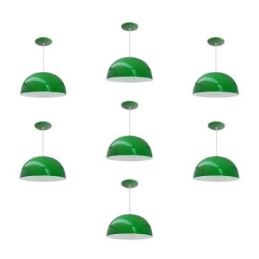 Imagem de Kit 7 Luminária Pendente Meia Lua 24cm Com Interior Branco Brilho Fiaç