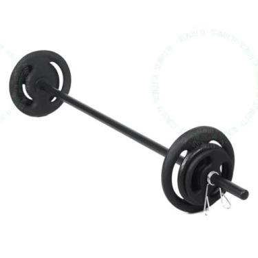 Imagem de Kit Anilhas 16kg + Barra 120 Cm Com Presilhas Treino - KL Master Fitne
