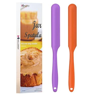 Imagem de Espátula para jarro, espátula de silicone de cabo longo para pote de maionese, chicote fresco, manteiga de amendoim, condimentos (laranja/roxo)