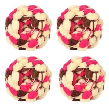 Imagem de 4 bolas pompom bomb, 100% poliéster Pomp-A-Doodle Jelly Bean POM-POM fio bola para crochê tricô cobertor tapete pet ninho 500 g (marrom mel, G)