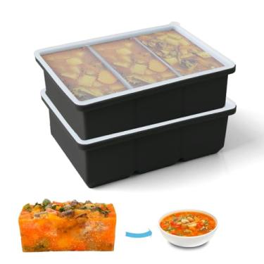 Imagem de Bandejas de silicone para freezer com tampa, 1 xícara de recipiente para congelador de alimentos, molde grande de silicone para congelar, congelar e armazenar sopa, molho, caldo, sobras, recipientes