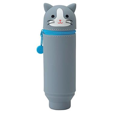 Imagem de Estojo de caneta Lihit Lab PuniLabo Stand Up 6 cm x 19,8 cm, gato cinza (A7712-4)