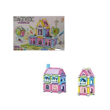 Imagem de Brinquedo bloco magnetico 108 pcs casinha aq-173 - ESM
