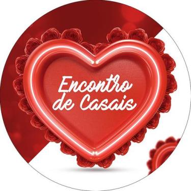 Imagem de Painel De Festa Redondo 1,50x1,50 - Encontro de Casais Vermelho Coraçã