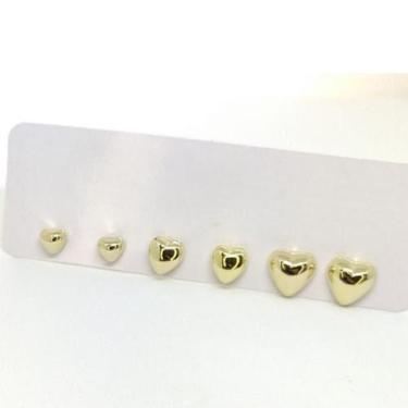 Imagem de Brinco Trio Coração Tamanho 10MM/ 8MM / 6MM 3 Pares Ouro - GRIT