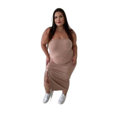 Imagem de Vestido Canelado Midi Plus Sizes (G1/G2) - LM, Nude